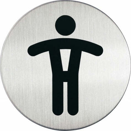 Pittogramma adesivo - WC uomini - acciaio - diametro 8 3 cm - Durable Fai da te/Ferramenta/Numeri civici targhe e cartelli/Targhe per il nome Eurocartuccia - Pavullo, Commerciovirtuoso.it