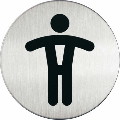 Pittogramma adesivo - WC uomini - acciaio - diametro 8 3 cm - Durable Fai da te/Ferramenta/Numeri civici targhe e cartelli/Targhe per il nome Eurocartuccia - Pavullo, Commerciovirtuoso.it