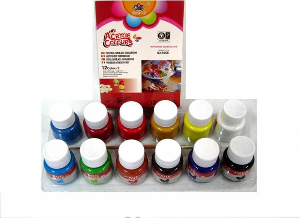 PITTURA ACRILICA VERNICE SET 12 PZ COLORI ASSORTITI DA 25ML PENNELLO IN OMAGGIO Giochi e giocattoli/Attività creative/Accessori per disegnare e colorare/Pittura/Colori a tempera Trade Shop italia - Napoli, Commerciovirtuoso.it