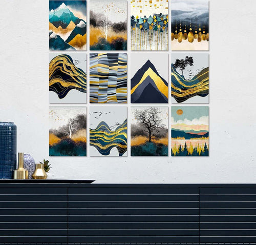 Pittura-decorativa-su-MDF-12-pezzi-Paesaggi-Wooden-Art