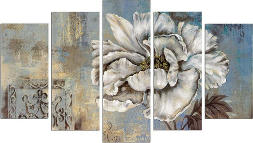 Pittura-decorativa-su-MDF-5-pezzi-Fiore-Bianco-5PMX-044-Wall-Addiction
