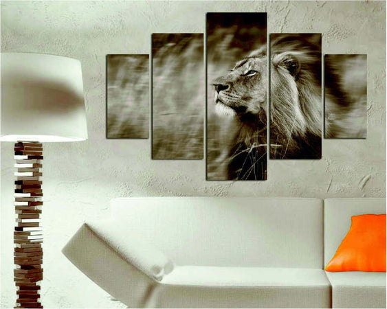 Pittura-decorativa-su-MDF-5-pezzi-Leone-Wall-Addiction