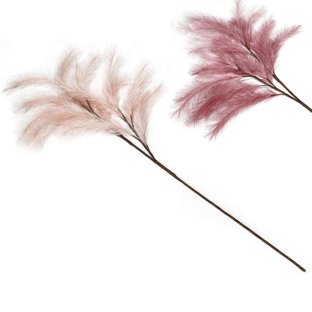 Ramo rosa con 20 piume artificiali decorazione natalizia per interno h 115 cm