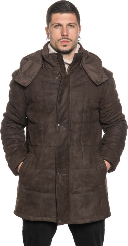 Piumino-Lungo-Marek---Piumino-Uomo-Testa-di-Moro-in-vera-pelle-Nabuk