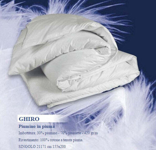 Piumino Singolo 1 Piazza in Piuma D'oca 100% puro cotone 30/70 - Ghiro Caleffi 155x200 cm Made in Italy Casa e cucina/Tessili per la casa/Biancheria da letto/Piumini e set da letto/Piumini La Bottega del Risparmio - Bari, Commerciovirtuoso.it