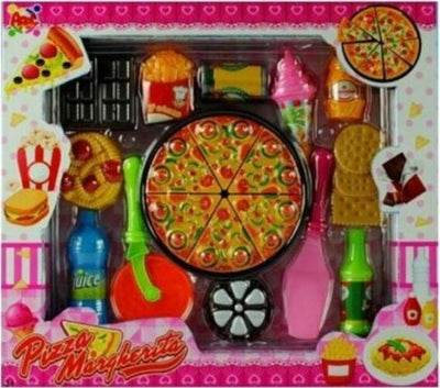 Pizza-Margherita-Vari-Accessori-Rotellina-Cibo-Giocattolo-Gioco-Bambina