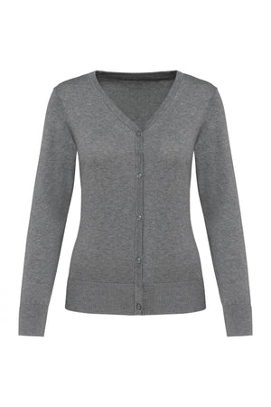 Cardigan Donna Grigio Melange Cotone Supima® Maglioncino con Bottoni Puro Cotone