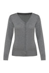 Cardigan Donna Grigio Melange Cotone Supima® Maglioncino con Bottoni Puro Cotone