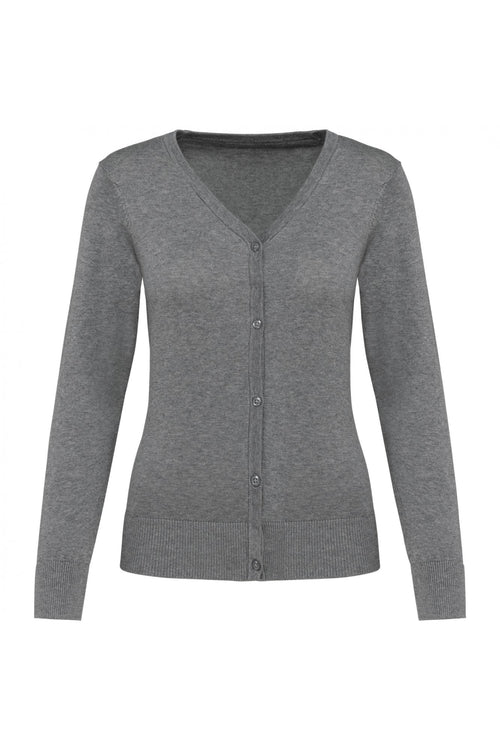 Cardigan Donna Grigio Melange Cotone Supima® Maglioncino con Bottoni Puro Cotone