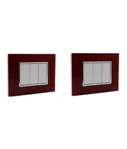 Placca Cristal 3 4 6m Rosso Pompeiano Effetto Vetro Compatibile Bticino Axolute