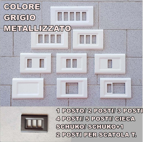 PLACCA GRIGIO METALLIZZATO IN ABS PER SCATOLE RETTANGOLARI SERIE ELITE