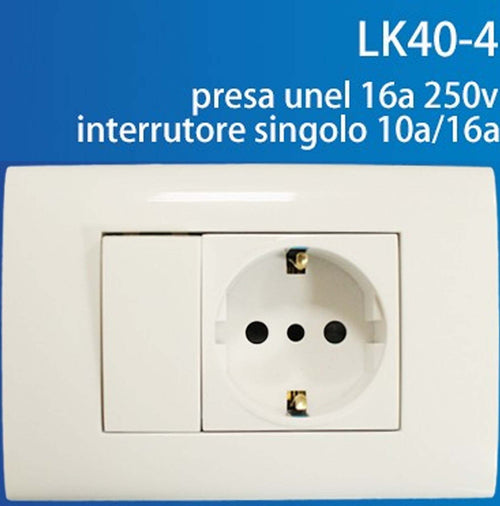Placca Placchetta 2 Posti Completa 1 Interruttore Presa Shuko Incasso 503 Fai da te/Materiale elettrico/Prese elettriche ed accessori/Prese a muro Trade Shop italia - Napoli, Commerciovirtuoso.it