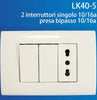 PLACCA PLACCHETTA 3 POSTI COMPLETA 2 INTERRUTTORI PRESA BIPASSO INCASSO 503  Trade Shop italia - Napoli, Commerciovirtuoso.it