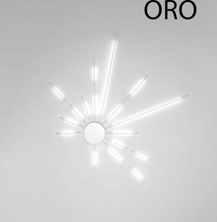 Plafoniera---Lampada-Da-Soffitto-Moderno-Sole-Metallo-Oro-17-Luci-Led-78W