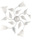 Plafoniera-5-Luci-Olga-Ferro-Battuto-E-Vetro-Bianco-E-Argento