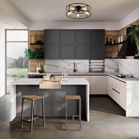 Plafoniera-A-Soffitto-Stile-Industriale-In-Metallo-Nero-E-Oro-5-Portalampada-E27-Kovalmax