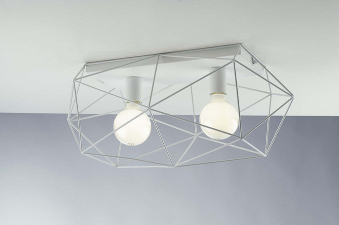 Plafoniera Abraxas Bianca 2Xe27 60X30X26,5Cm Illuminazione/Illuminazione per interni/Lampadari lampade a sospensione e plafoniere/Plafoniere Led Mall Home - Napoli, Commerciovirtuoso.it