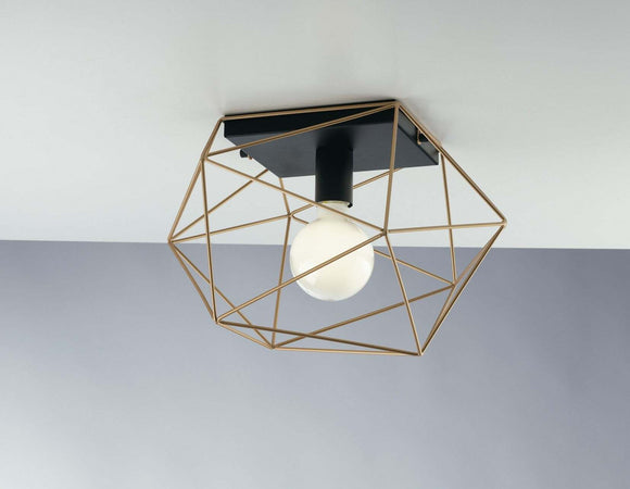 Plafoniera Abraxas Nero/Oro 1Xe27 40,5X29,5X26,5Cm Illuminazione/Illuminazione per interni/Lampadari lampade a sospensione e plafoniere/Plafoniere Led Mall Home - Napoli, Commerciovirtuoso.it