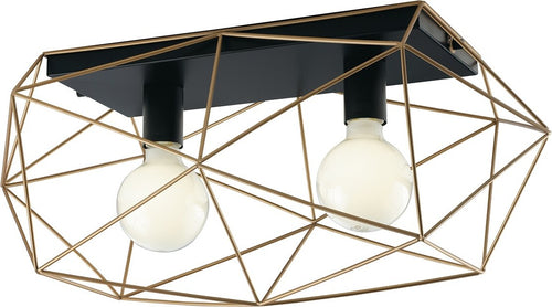 Plafoniera Abraxas Nero/Oro 2Xe27 60X30X26,5Cm Illuminazione/Illuminazione per interni/Lampadari lampade a sospensione e plafoniere/Plafoniere Led Mall Home - Napoli, Commerciovirtuoso.it