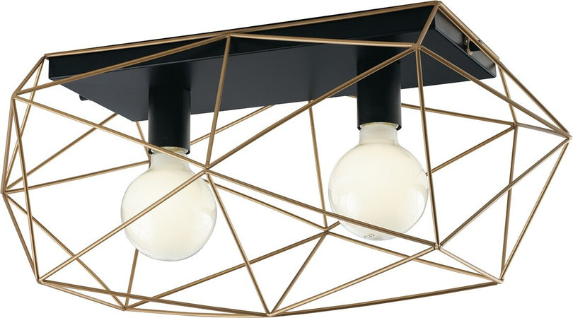 Plafoniera Abraxas Nero/Oro 2Xe27 60X30X26,5Cm Illuminazione/Illuminazione per interni/Lampadari lampade a sospensione e plafoniere/Plafoniere Led Mall Home - Napoli, Commerciovirtuoso.it