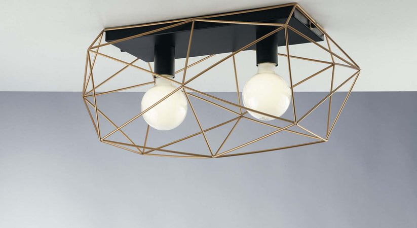 Plafoniera Abraxas Nero/Oro 2Xe27 60X30X26,5Cm Illuminazione/Illuminazione per interni/Lampadari lampade a sospensione e plafoniere/Plafoniere Led Mall Home - Napoli, Commerciovirtuoso.it