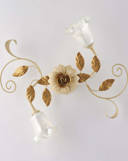 Plafoniera-Arte-Povera-Cesto-Avorio-E-Oro-2-Luci-E14