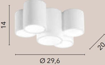 Plafoniera-Banjie-Bianca-5Xgu10-29,6X20X14Cm