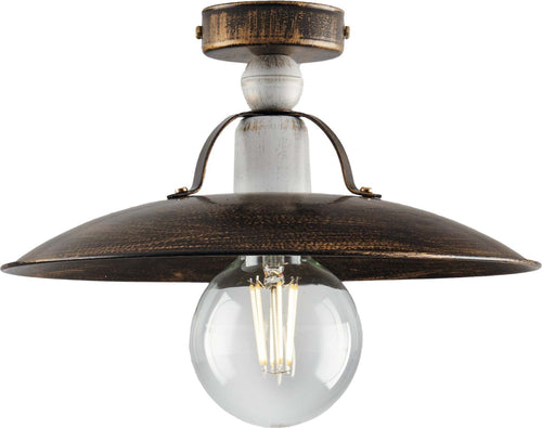 Plafoniera-Cantina-Stile-Industrial-1-Luce-Ferro-Marrone-E-Oro
