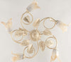 Plafoniera-Classica-5Luci-Foglie-in-Ferro-Battuto-Vetro-Avorio-Oro-Serie-Limone