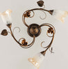 Plafoniera-Classica-Arte-Povera-3-Luci-Ferro-Battuto-Marrone-e-Oro-Serie-Cestino