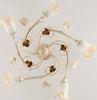 Plafoniera-Classica-Arte-Povera-5-Luci-Ferro-Battuto-Avorio-e-Oro-Serie-Cestino