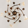 Plafoniera-Classica-Arte-Povera-5-Luci-Ferro-Battuto-Marrone-e-Oro-Serie-Cestino