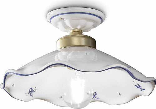 Plafoniera-Classica-Belluno-Ceramica-E-Ottone-Decorato-Filo-Blu-1-Luce-E27