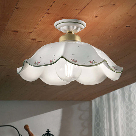 Plafoniera-Classica-Belluno-Ceramica-E-Ottone-Satinato-Decorato-1-Luce-E27