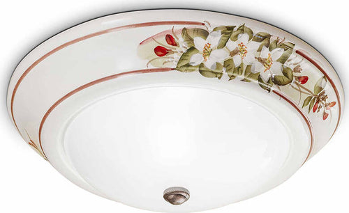 Plafoniera-Classica-Capua-Ceramica-E-Ottone-Satinato-Decorato-1-Luce-E27