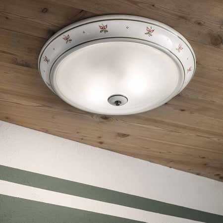 Plafoniera-Classica-Capua-Ceramica-E-Ottone-Satinato-Decorato-2-Luci-E27