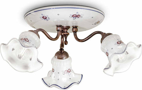 Plafoniera-Classica-Chieti-Metallo-E-Ceramica-Nero-Sfumato-Rame-3-Luci-E14