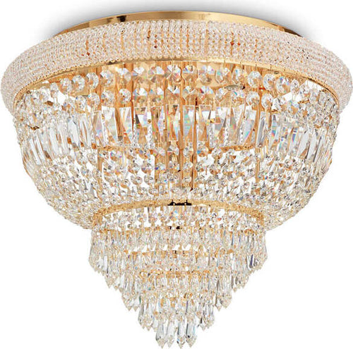 Plafoniera-Classica-Dubai-Metallo-Cristallo-Ottone-6-Luci-E14