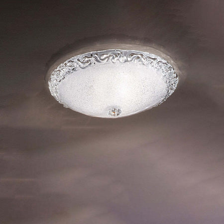 Plafoniera-classica-DUE-P-FROST-2699-PLP-E27-LED-vetro-graniglia-cristallo-lampada-soffitto