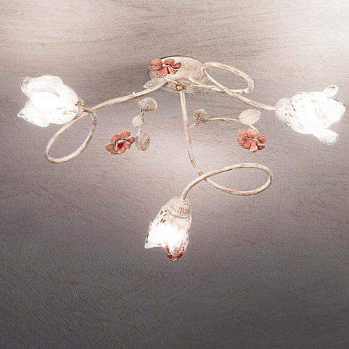 Plafoniera-classica-Due-P-illuminazione-MATILDE-PL3-E14-LED-metallo-vetro-lampada-soffitto