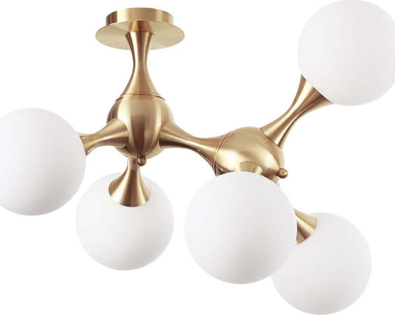 Plafoniera-classica-Ideal-Lux-NODI-OTTONE-PL5-241050-E14-LED-vetro-lampada-soffitto