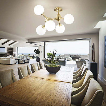 Plafoniera-classica-Ideal-Lux-NODI-OTTONE-PL5-241050-E14-LED-vetro-lampada-soffitto