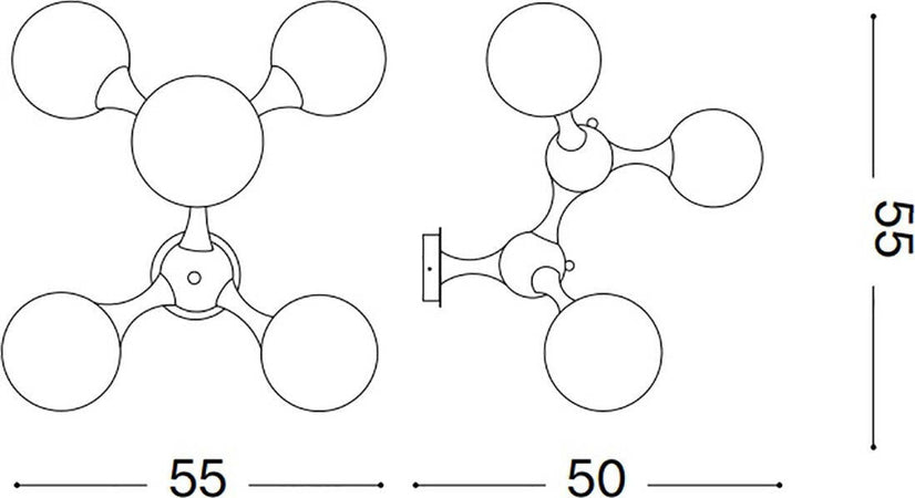 Plafoniera-classica-Ideal-Lux-NODI-OTTONE-PL5-241050-E14-LED-vetro-lampada-soffitto