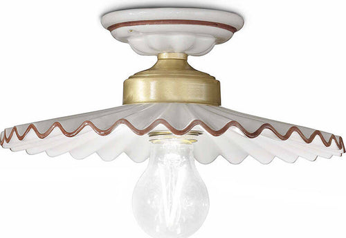 Plafoniera-Classica-L'Aquila-Ottone-E-Ceramica-Decorato-Diam.-23Cm-Luce-E27