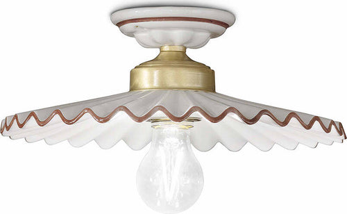Plafoniera-Classica-L'Aquila-Ottone-E-Ceramica-Decorato-Diam.-31Cm-Luce-E27