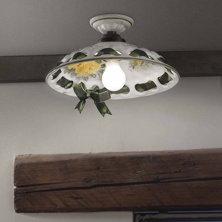 Plafoniera-Classica-Napoli-Metallo-E-Ceramica-Nero-Sfumato-Rame-1-Luce-E27