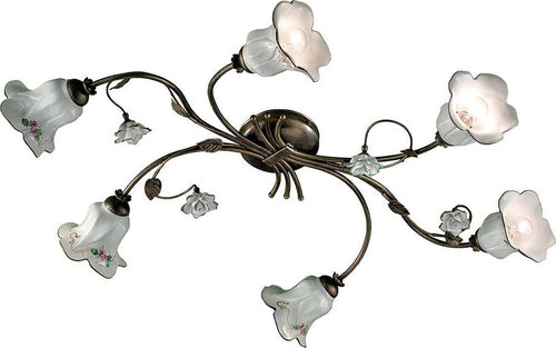 Plafoniera-Classica-Pisa-Metallo-E-Ceramica-Nero-Sfumato-Oro-6-Luci-E14