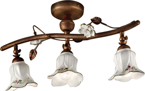 Plafoniera-Classica-Pisa-Metallo-E-Ceramica-Ruggine-Sfumato-Oro-3-Luci-E14