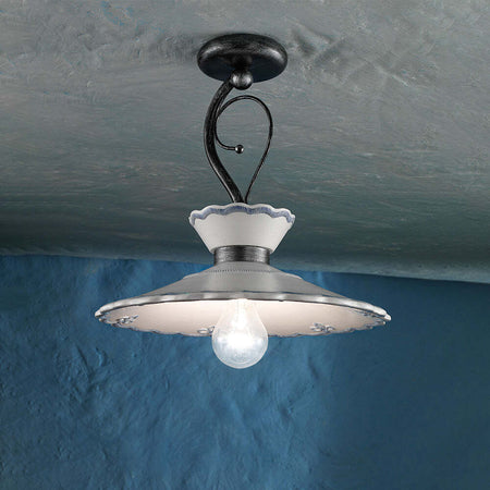 Plafoniera-Classica-Ravenna-Metallo-E-Ceramica-Nero-Sfumato-Arg.-31Cm-1-Luce-E27
