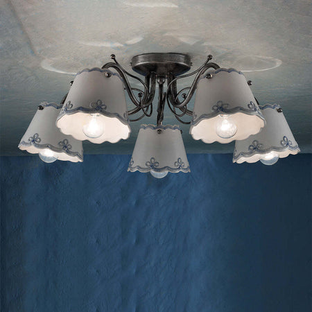 Plafoniera-Classica-Ravenna-Metallo-E-Ceramica-Nero-Sfumato-Argento-5-Luci-E14